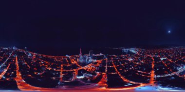 Batumi, Georgia - 19 Ekim 2021: 360 Gece Şehri Panoraması