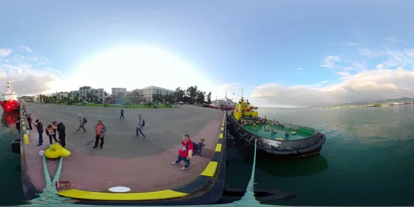Batumi Gruzja Października 2021 360 Panorama Portu Morskiego — Zdjęcie stockowe