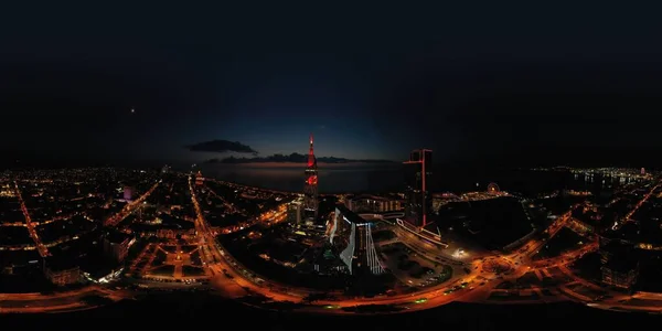 Batumi Georgia Října 2021 360 Panorama Města Noci — Stock fotografie