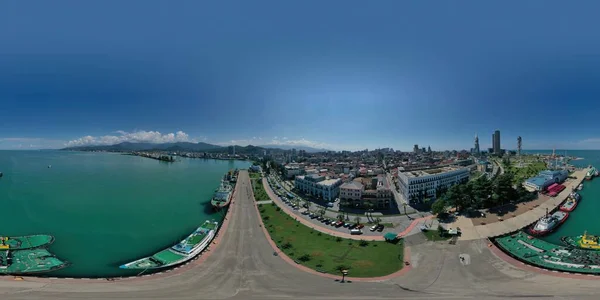 Батуми Грузия Октября 2021 Года 360 Панорама Морского Порта Беспилотника — стоковое фото