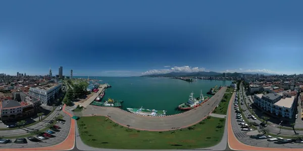 Batumi Georgia Octubre 2021 360 Panorama Del Puerto Desde Dron —  Fotos de Stock