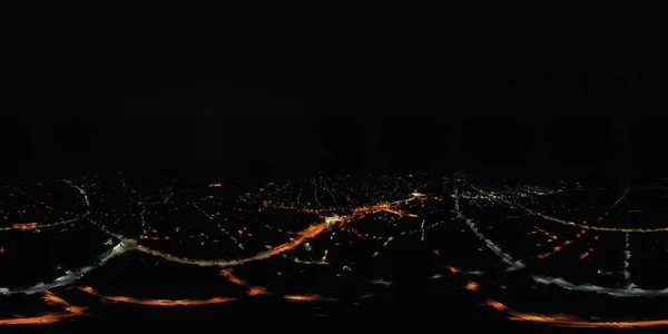 360 Панорама Нічного Міста Дрона — стокове фото