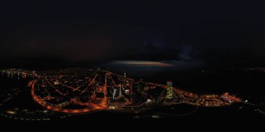 Batumi, Georgia - 21 Ekim 2021: 360 Gece Şehri Panoraması