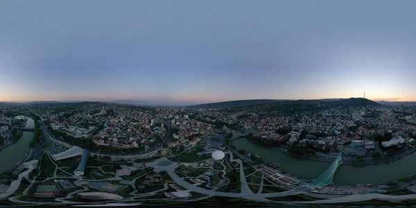 Tbilisi Georgia Ottobre 2021 360 Panorama Della Città Serata — Foto Stock