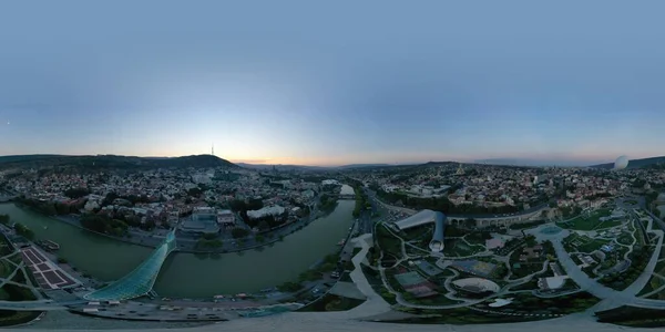 Tbilisi Gruzja Października 2021 360 Panorama Miasta Wieczorem — Zdjęcie stockowe