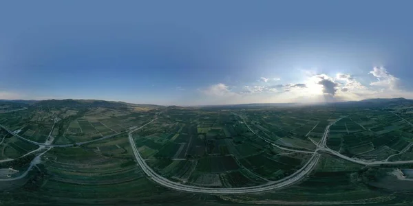 格鲁吉亚Kakheti Alazani山谷360幅全景 空中景观 — 图库照片