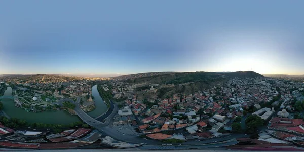 Tbilisi Gruzja Października 2021 Wieczorna Panorama Miasta 360 — Zdjęcie stockowe