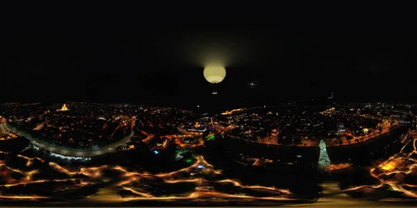 Tbilisi Georgia Octubre 2021 360 Panorama Ciudad Nocturna —  Fotos de Stock