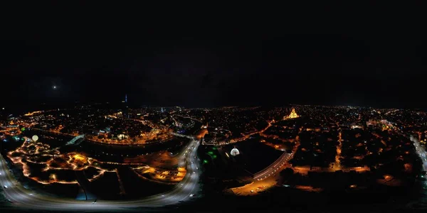 Tbilisi Gruzja Października 2021 360 Panorama Nocnego Miasta — Zdjęcie stockowe