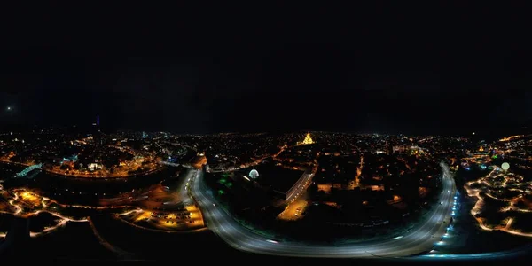 Tbilisi Georgia Octubre 2021 360 Panorama Ciudad Nocturna —  Fotos de Stock