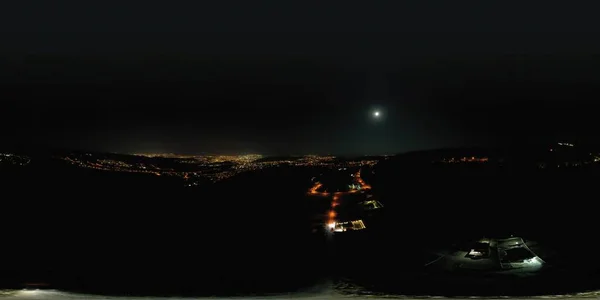 360 Panorama Ciudad Kvareli Por Noche Kakheti Georgia —  Fotos de Stock