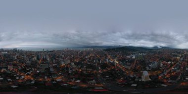 Batumi, Georgia - 16 Nisan 2020: 360 Akşam Şehri Panoraması