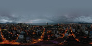 Batumi, Georgia - 16 Nisan 2020: 360 Akşam Şehri Panoraması