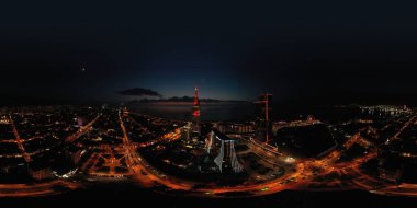 Batumi, Georgia - 27 Temmuz 2020: 360 Gece Şehri Panoraması