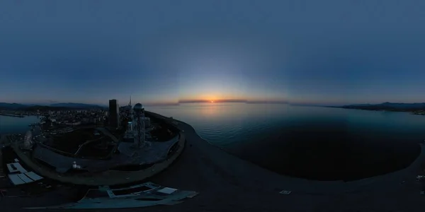 格鲁吉亚巴统 2020年5月27日 360幅夜景全景 — 图库照片