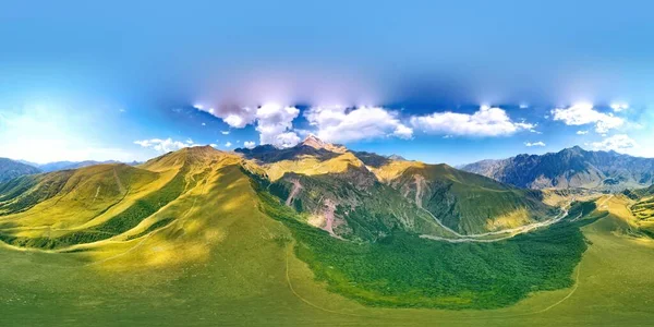 360 Panorama Das Montanhas Cáucaso Tempo Claro Ensolarado — Fotografia de Stock