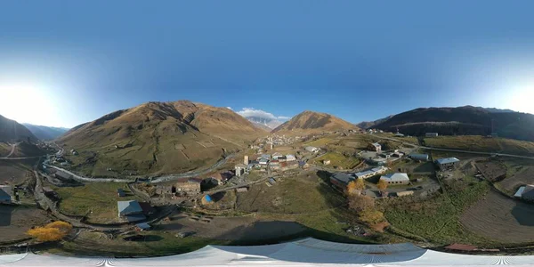 360 Panorama Ushguli Upper Svaneti Georgia —  Fotos de Stock