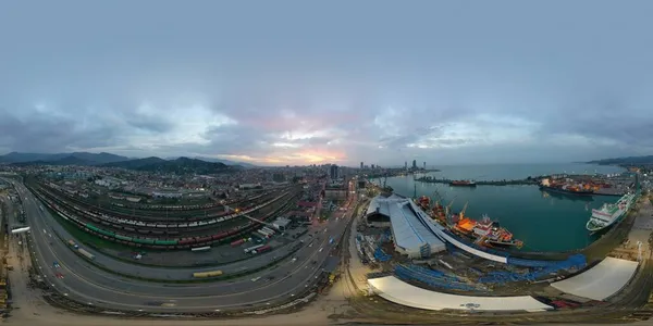 Batumi Gruzja Listopada 2020 360 Panorama Portu Morskiego — Zdjęcie stockowe