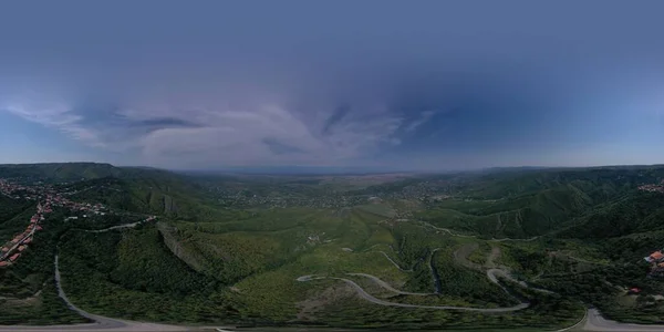 Bergdorp Panorama 360 Uitzicht Lucht — Stockfoto