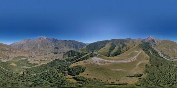 360 Panorama Van Kaukasus Voet Van Berg Kazbek Georgië — Stockfoto