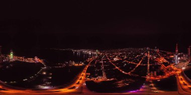 Batum, Gürcistan - 2 Ağustos 2020: İHA ile Gece Şehri