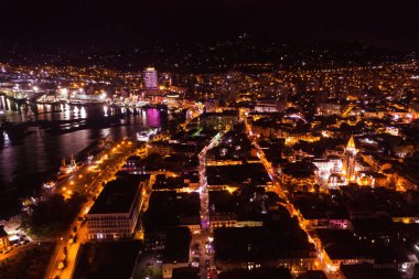 Batum, Gürcistan - 2 Ağustos 2020: İHA ile Gece Şehri