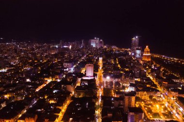 Batum, Gürcistan - 2 Ağustos 2020: İHA ile Gece Şehri