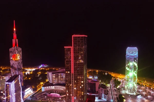 Batumi Georgia Augusztus 2020 Éjszakai Város Drónnal — Stock Fotó