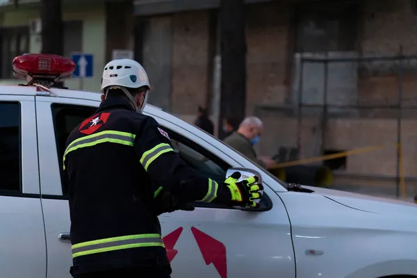 Batumi Georgia Ottobre 2021 Soccorritori Durante Crollo Della Casa — Foto Stock