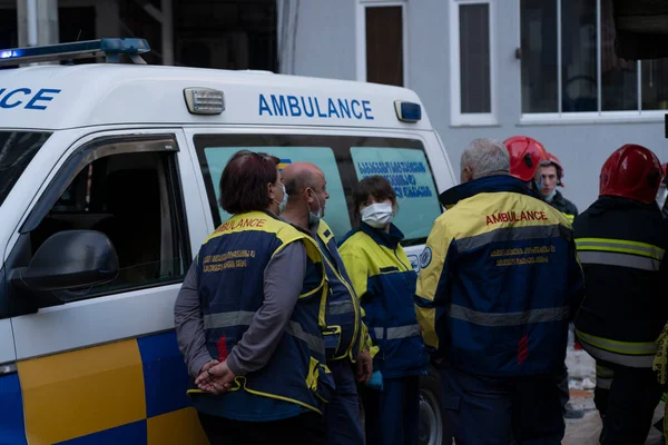 Batumi Georgia Ottobre 2021 Medici Ambulanza Strada — Foto Stock