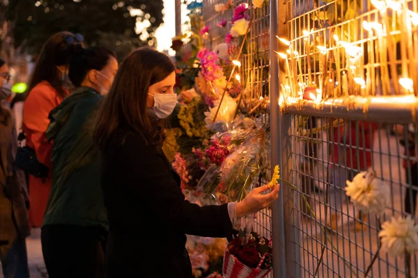 Батумі Грузія Жовтня 2021 Року Люди Запалюють Свічки Місці Трагедії — стокове фото