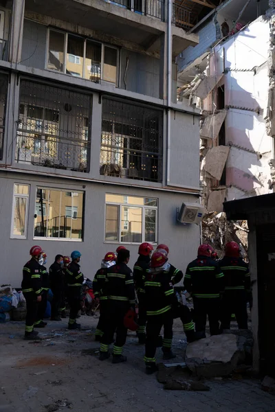 Batumi Georgië Oktober 2021 Redders Plek Van Een Instorting — Stockfoto