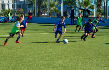 Batumi, Gürcistan - 4 Kasım 2021: Çocuk futbol festivali