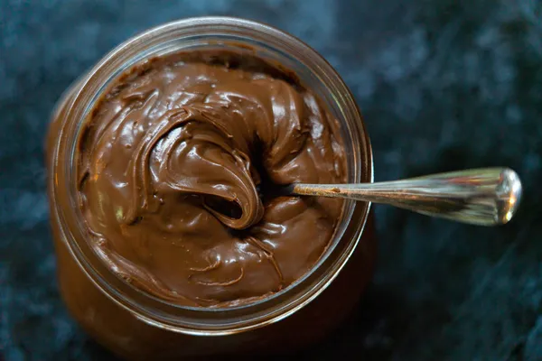 chocolate paste in a glass jar
