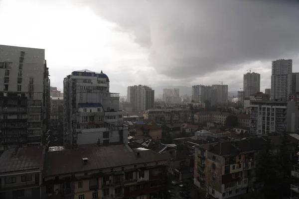 Fekete Vihar Felhők Város Felett — Stock Fotó