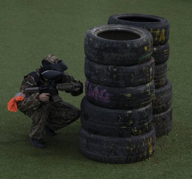 Batumi, Gürcistan - 8 Aralık 2021: paintball yarışması