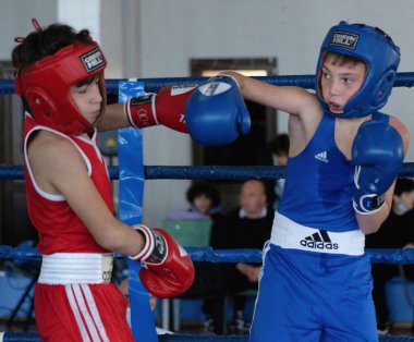 Batumi, Gürcistan - 12 Aralık 2021: Boks turnuvası