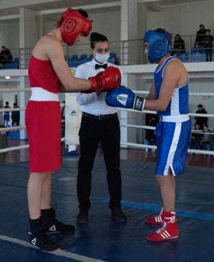 Batumi, Gürcistan - 12 Aralık 2021: Boks turnuvası