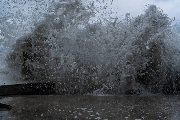 Burza Morzu Zniszczone Molo — Zdjęcie stockowe