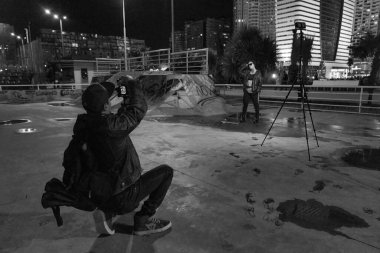 Batumi, Georgia - 11 Aralık 2021: Sahne arkası fotoğrafçılık