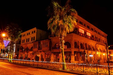 Batumi, Georgia - January 7, 2022: street of the old city at night
