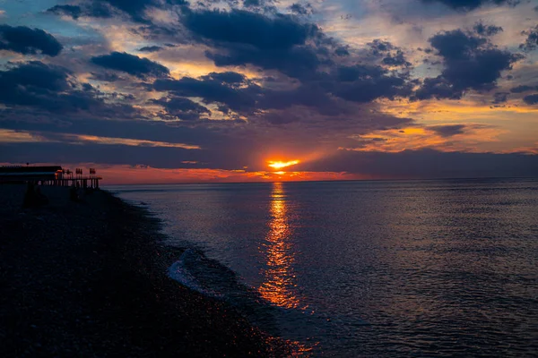 Magnifique Coucher Soleil Sur Mer Noire — Photo