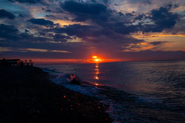 Magnifique Coucher Soleil Sur Mer Noire — Photo