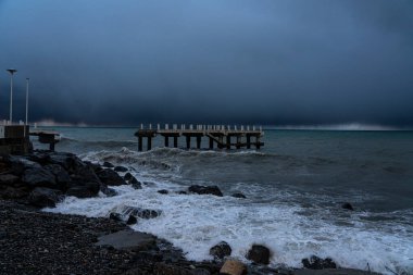 Batumi, Adjara, Gürcistan 'da Karadeniz' deki Fırtına