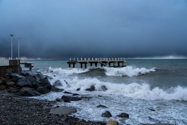 Batumi, Adjara, Gürcistan 'da Karadeniz' deki Fırtına