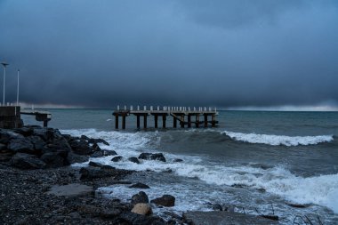 Batumi, Adjara, Gürcistan 'da Karadeniz' deki Fırtına