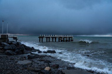 Batumi, Adjara, Gürcistan 'da Karadeniz' deki Fırtına