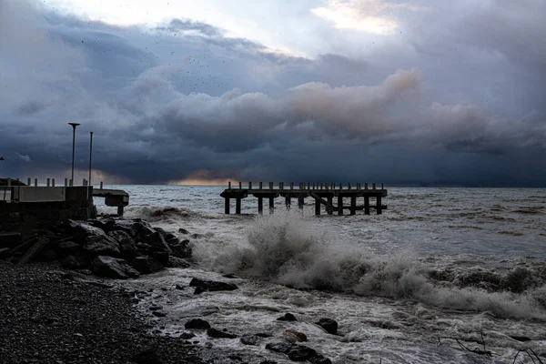 Tempestade Mar Negro Batumi Adjara Geórgia — Fotografia de Stock