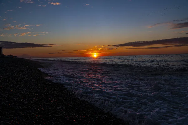 Sonnenuntergang Schwarzen Meer Februar — Stockfoto