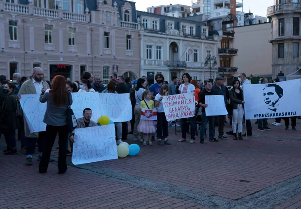 Батумі Грузія Лютого 2022 Мітинг Підтримку України Люди Проти Війни — Безкоштовне стокове фото